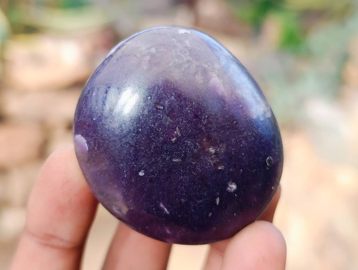 Polished Lepidolite With Pink Rubellite Palm Stones x 12 From Ambatondrazaka, Madagascar