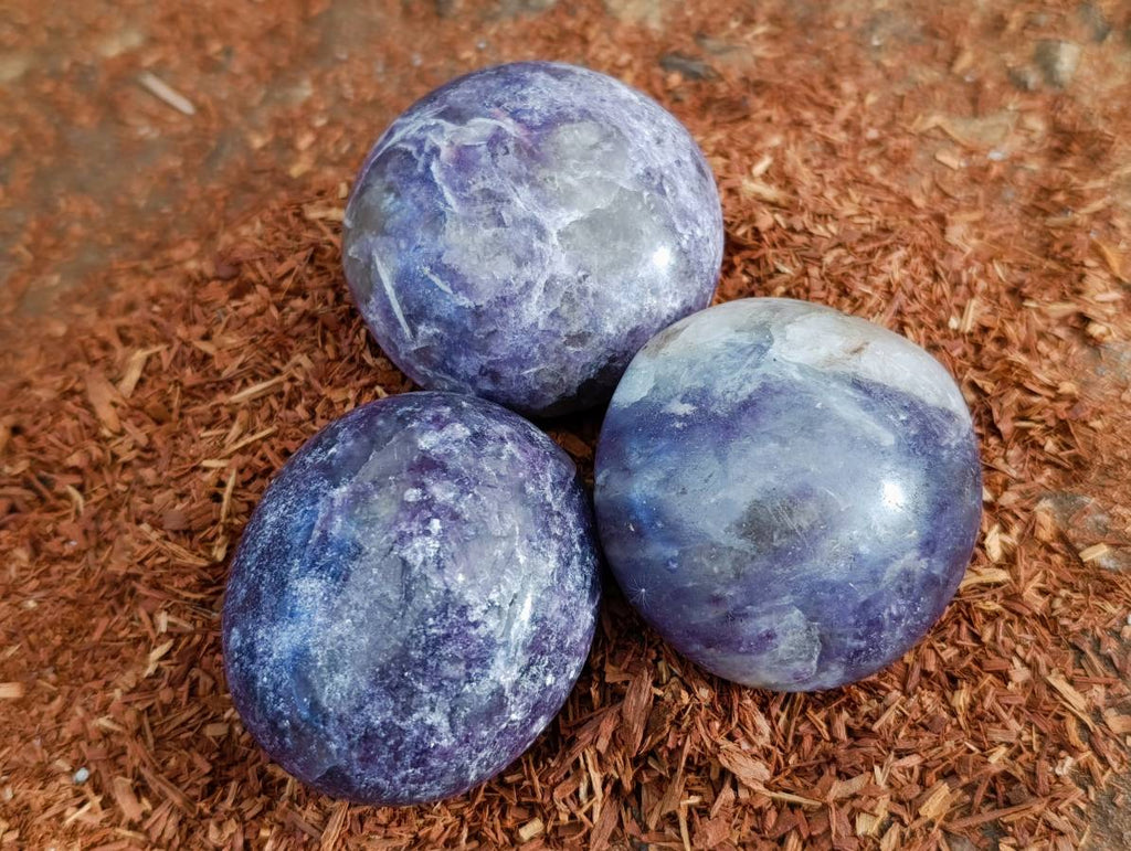 Polished Lepidolite With Pink Rubellite Palm Stones x 12 From Ambatondrazaka, Madagascar