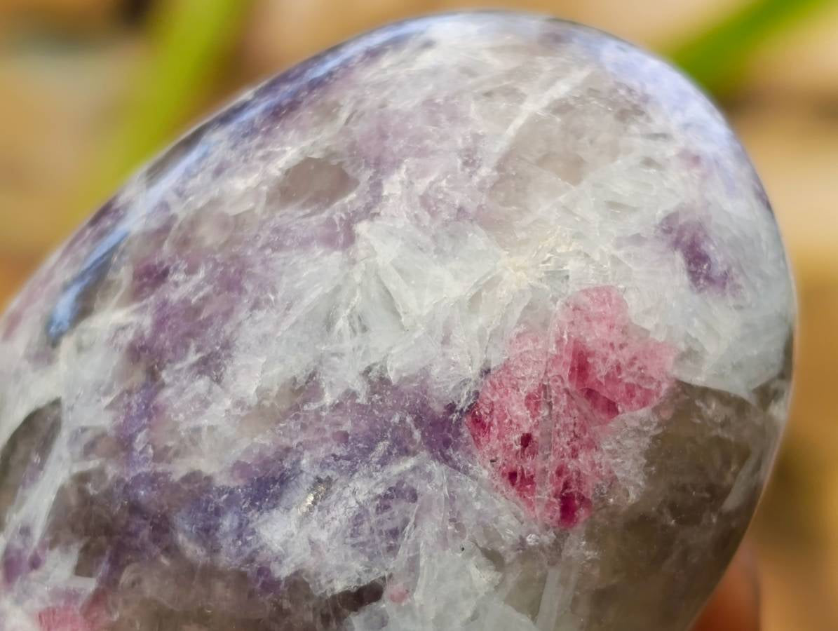 Polished Lepidolite With Pink Rubellite Palm Stones x 12 From Ambatondrazaka, Madagascar