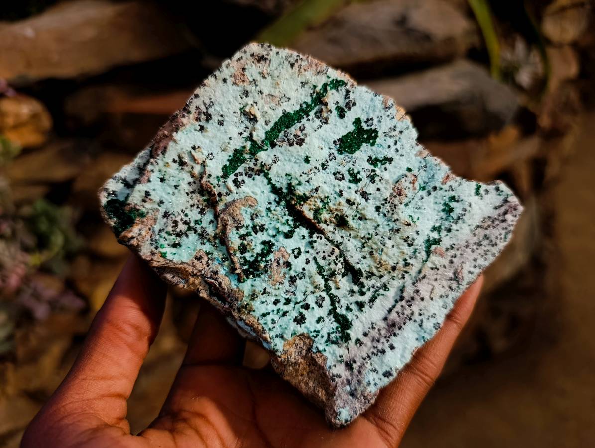 Natural Drusy Chrysocolla Dolomite With Crystalline Malachite Specimens x 3 From Likasi, Congo