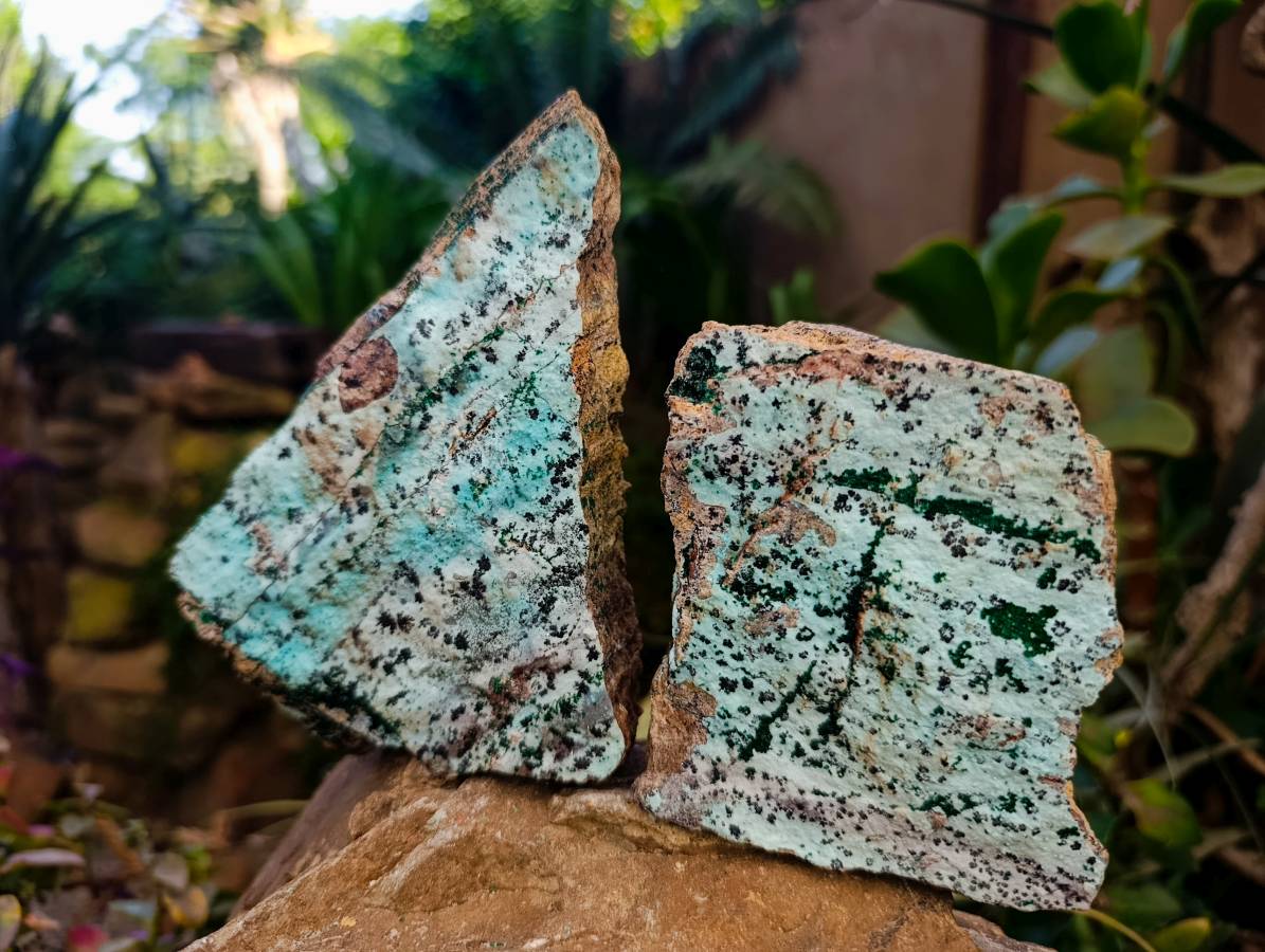 Natural Drusy Chrysocolla Dolomite With Crystalline Malachite Specimens x 3 From Likasi, Congo