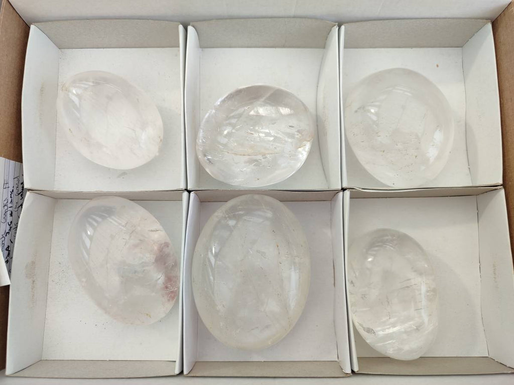 Polished Clear Quartz Palm Stones x 6 From Ambatondrazaka, Madagascar