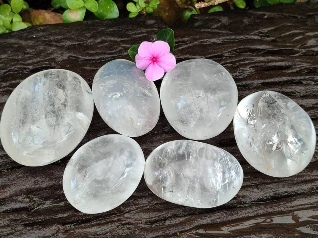 Polished Clear Quartz Palm Stones x 6 From Ambatondrazaka, Madagascar
