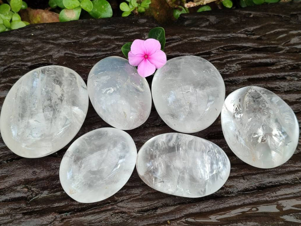 Polished Clear Quartz Palm Stones x 6 From Ambatondrazaka, Madagascar