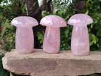 Polished Rose Quartz Mushrooms x 3 From Madagascar