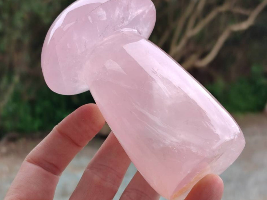 Polished Rose Quartz Mushrooms x 3 From Madagascar