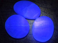 Polished Green Fluorescent Fluorite Galets x 12 From Madagascar
