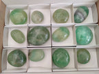 Polished Green Fluorescent Fluorite Galets x 12 From Madagascar