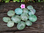 Polished Green Fluorescent Fluorite Galets x 12 From Madagascar