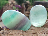 Polished Green Fluorescent Fluorite Galets x 12 From Madagascar
