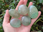 Polished Green Fluorescent Fluorite Galets x 12 From Madagascar