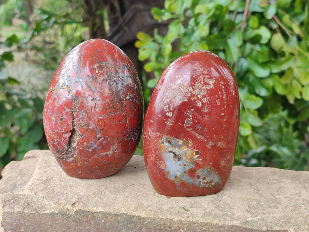 Polished Red Jasper Standing Free Form x 2 From Madagascar