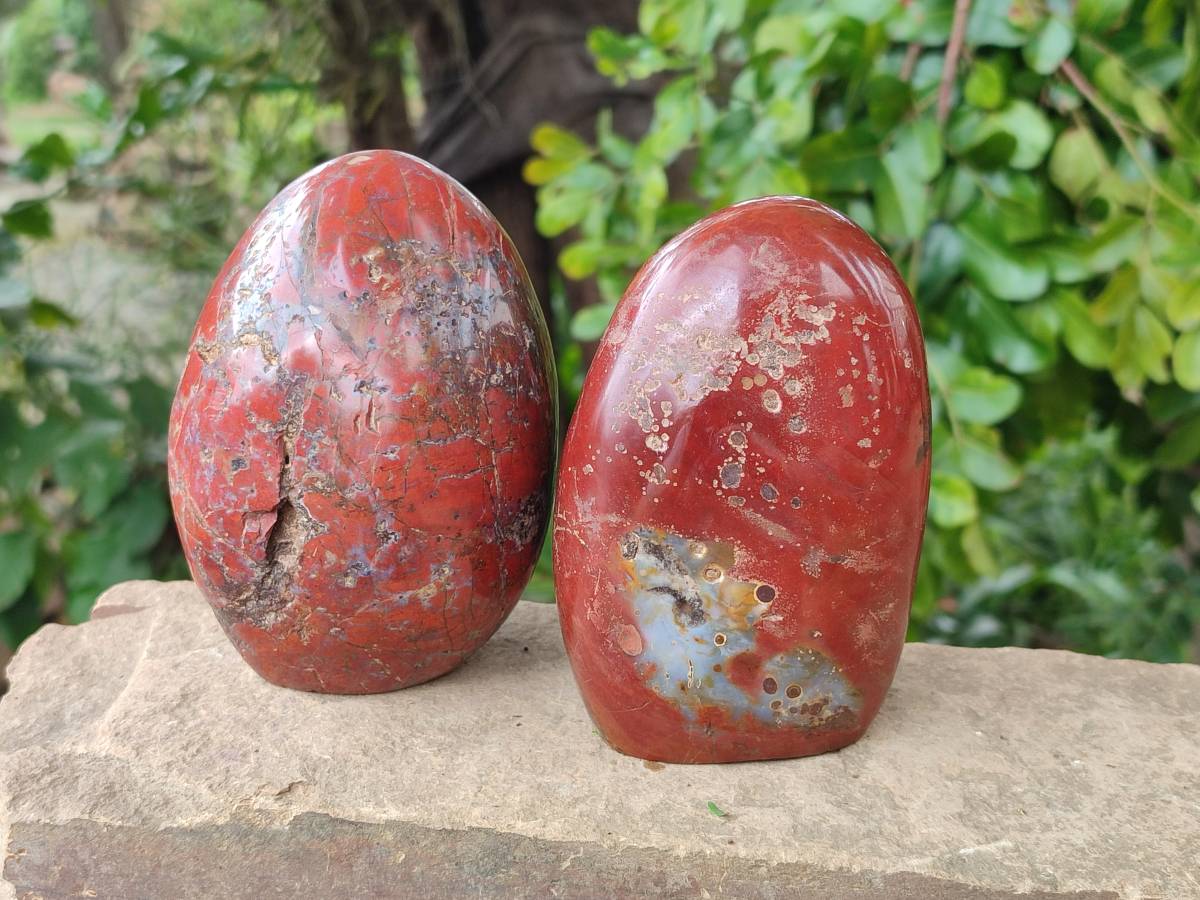 Polished Red Jasper Standing Free Form x 2 From Madagascar