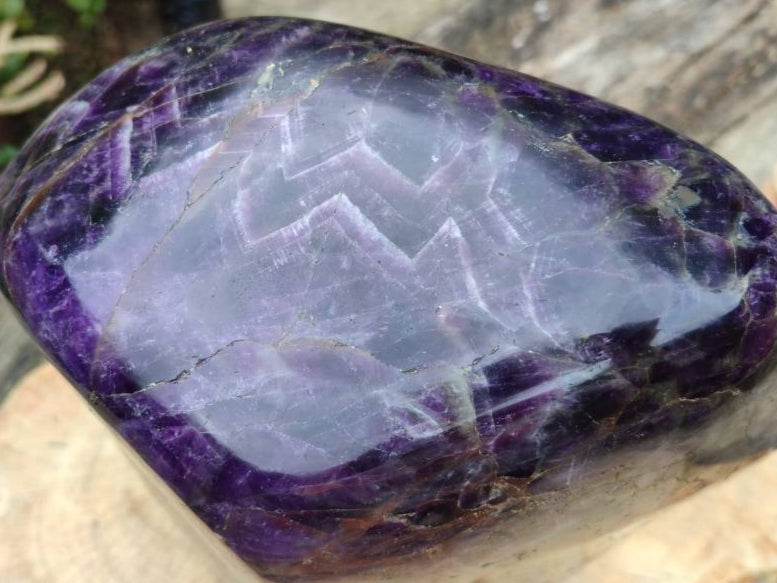 Polished XXL Deep Purple Chevron Amethyst Standing Free Form x 1 From Madagascar