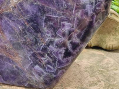 Polished XXL Deep Purple Chevron Amethyst Standing Free Form x 1 From Madagascar