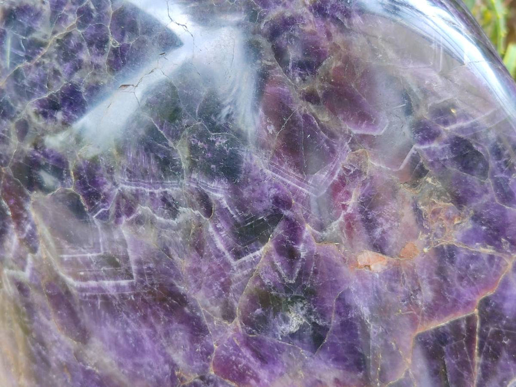 Polished XXL Deep Purple Chevron Amethyst Standing Free Form x 1 From Madagascar