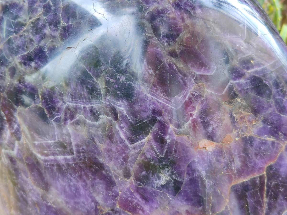 Polished XXL Deep Purple Chevron Amethyst Standing Free Form x 1 From Madagascar