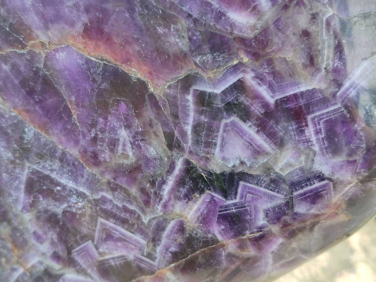 Polished XXL Deep Purple Chevron Amethyst Standing Free Form x 1 From Madagascar