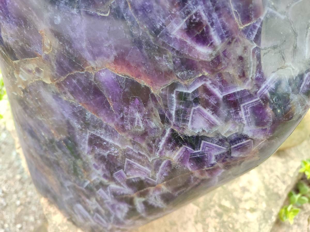 Polished XXL Deep Purple Chevron Amethyst Standing Free Form x 1 From Madagascar