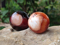 Polished Carnelian Agate Gemstone Spheres x 6 From Madagascar