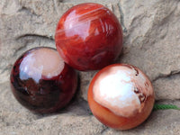 Polished Carnelian Agate Gemstone Spheres x 6 From Madagascar