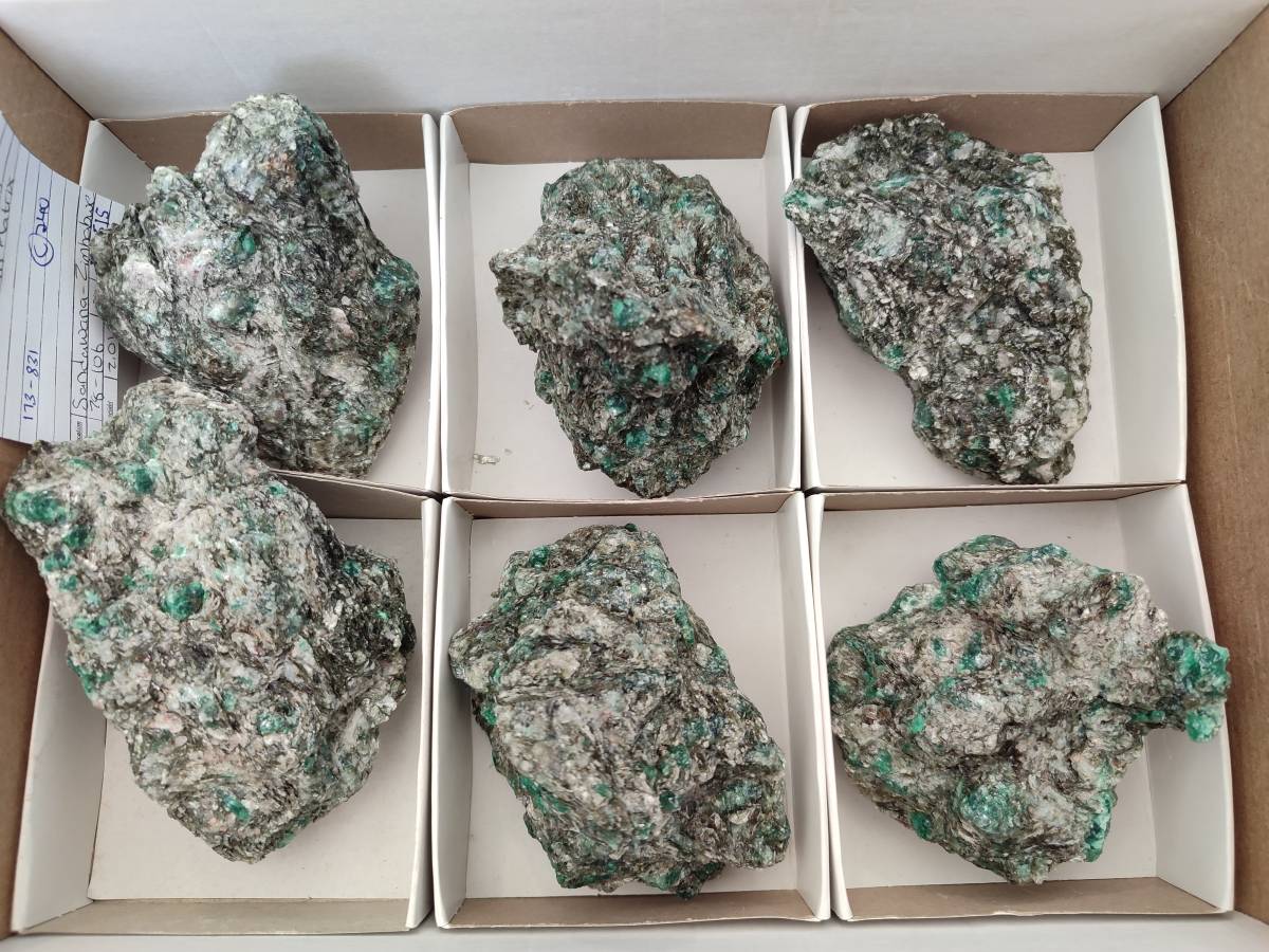 Natural Emerald Mica 'Mutokolite' Cobbed Specimens x 6 From Mutoko, Zimbabwe