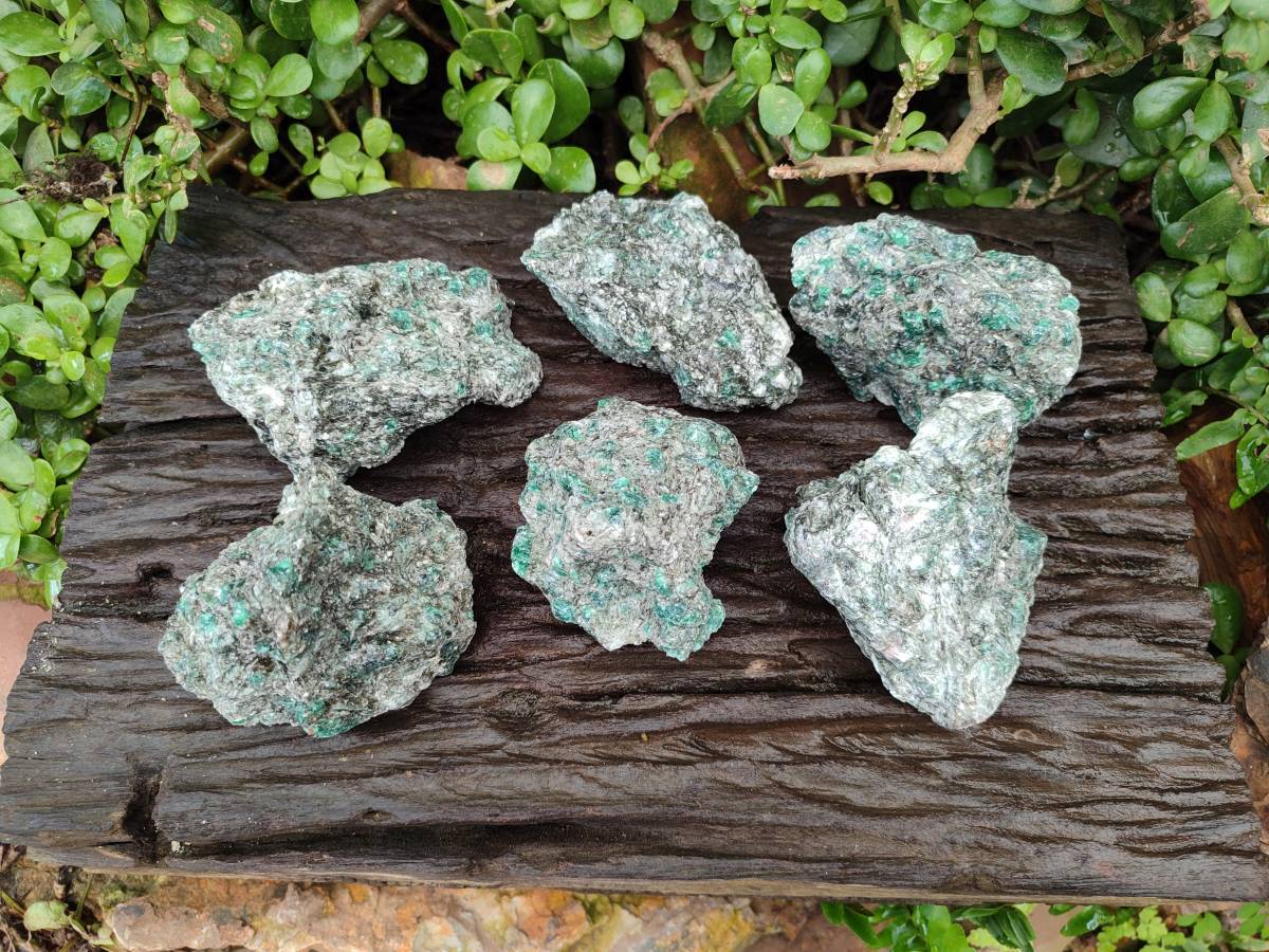 Natural Emerald Mica 'Mutokolite' Cobbed Specimens x 6 From Mutoko, Zimbabwe
