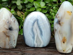 Polished Banded Agate Standing Free Forms x 3 From Madagascar