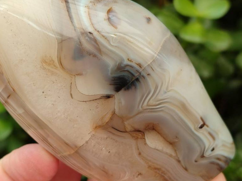 Polished Banded Agate Standing Free Forms x 3 From Madagascar