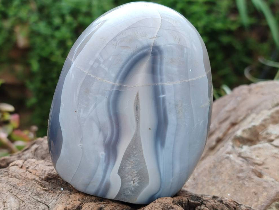 Polished Banded Agate Standing Free Forms x 3 From Madagascar