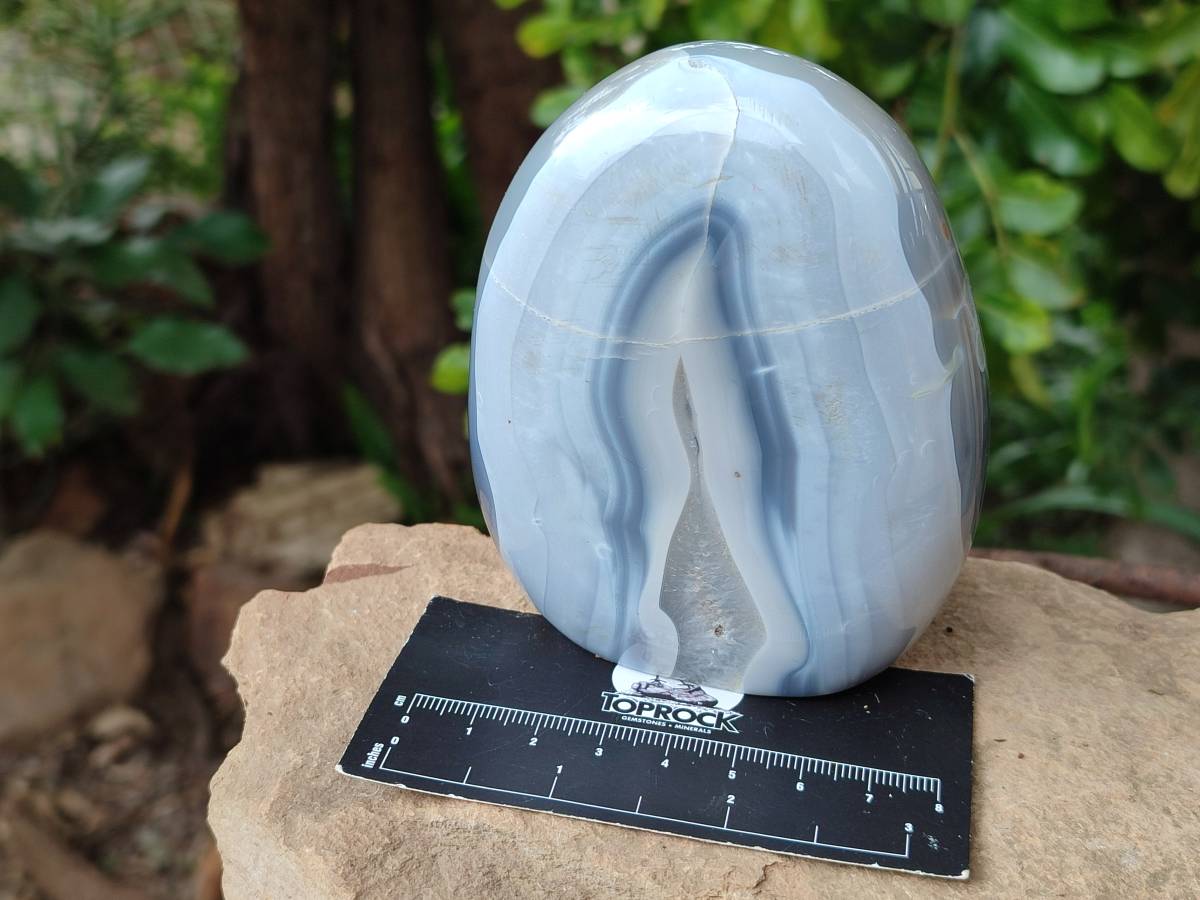 Polished Banded Agate Standing Free Forms x 3 From Madagascar