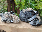 Natural Schorl Black Tourmaline With Smokey Quartz Specimens x 2 From Erongo, Namibia
