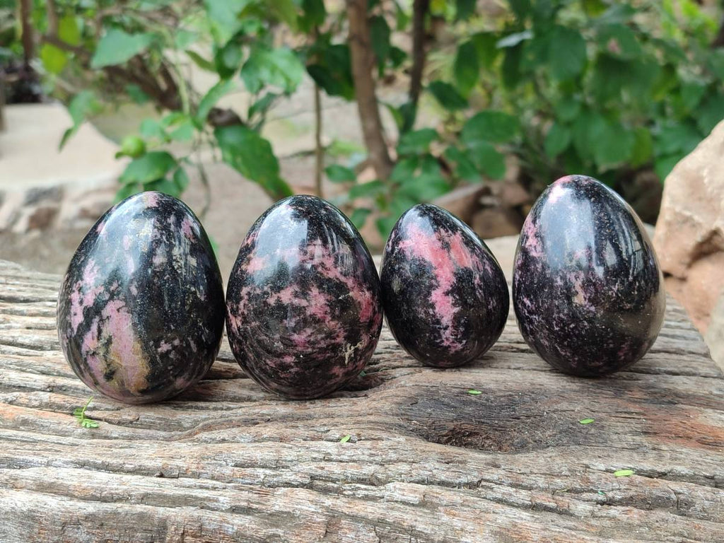 Polished Rhodonite Eggs x 6 From Ambindavato, Madagascar