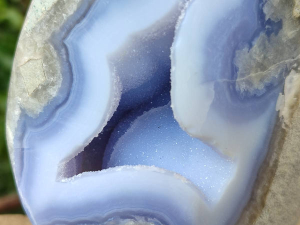 Polished Blue Lace Agate Standing Free Form x 1 From Nsanje, Malawi