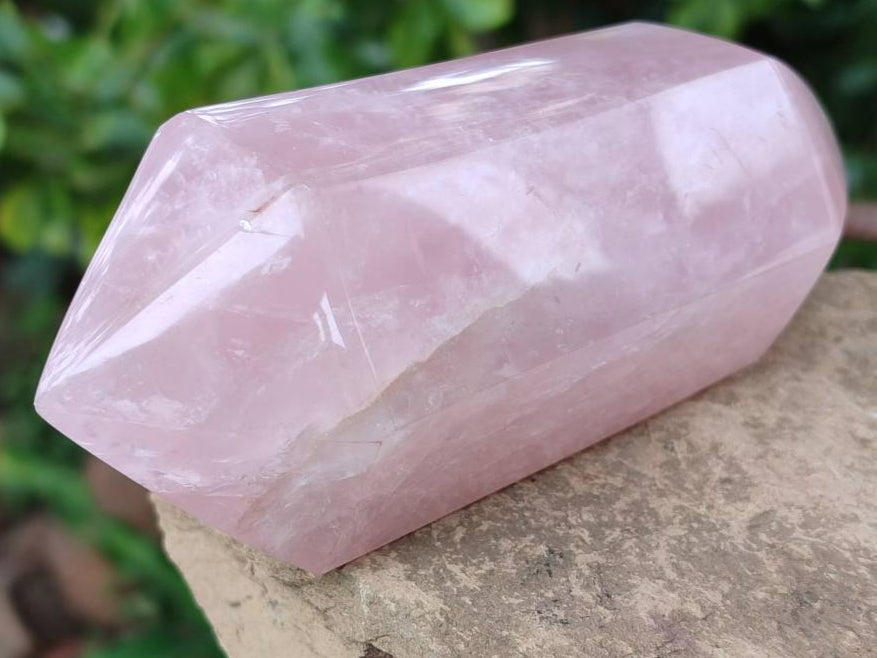 Polished Double Terminated Rose Quartz Crystals x 6 From Madagascar - Toprock Gemstones and Minerals 