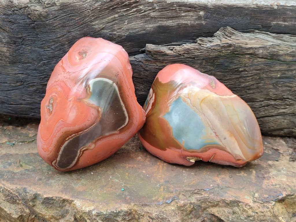 Polished On One Side Polychrome Jasper Nodules x 4 From NW Coast, Madagascar
