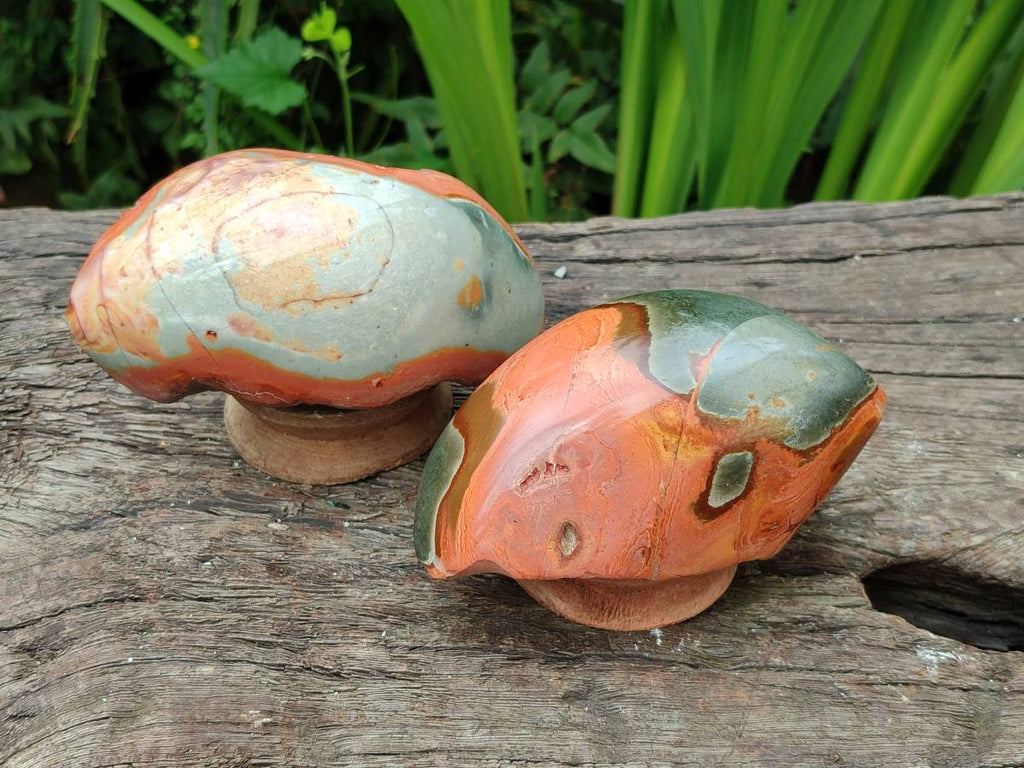 Polished On One Side Polychrome Jasper Nodules x 4 From NW Coast, Madagascar