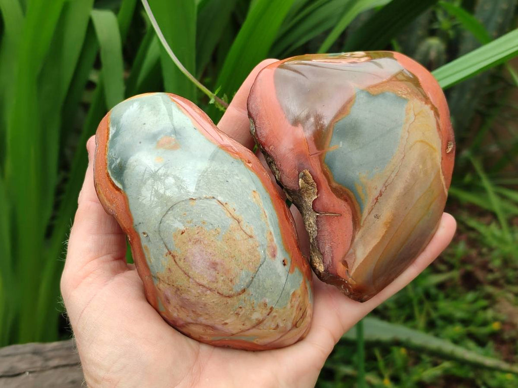 Polished On One Side Polychrome Jasper Nodules x 4 From NW Coast, Madagascar