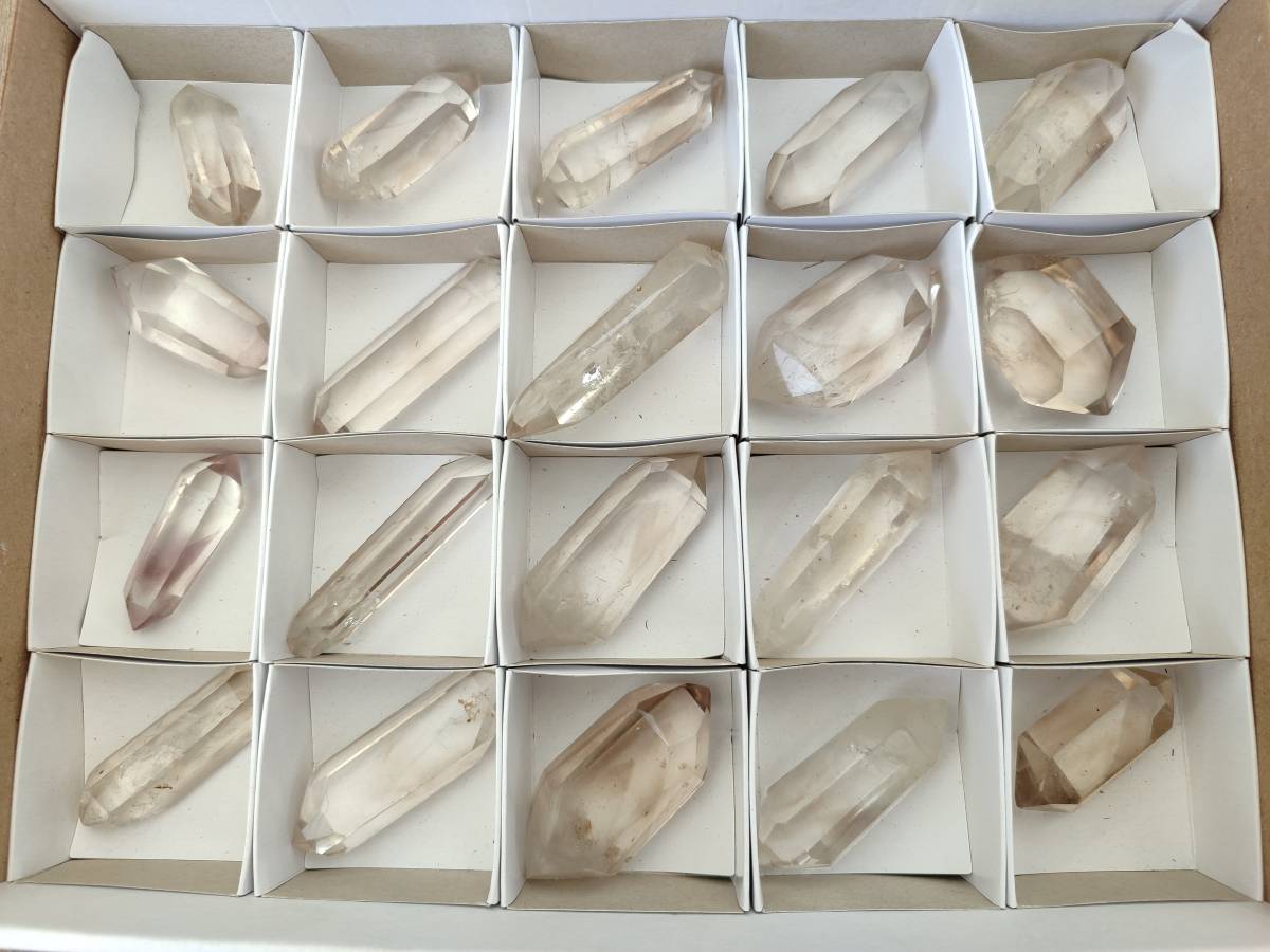 Polished Double Terminated Smokey Quartz Crystals x 20 From Madagascar