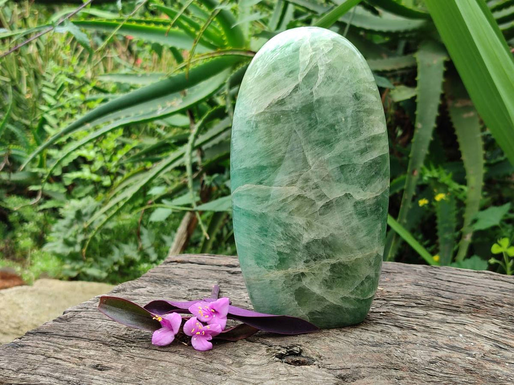 Polished Green Fluorite Standing Free Form x 1 From Madagascar
