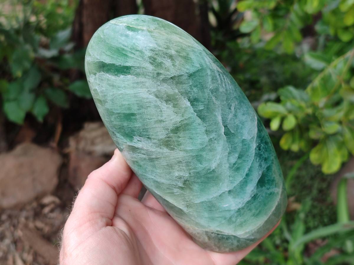 Polished Green Fluorite Standing Free Form x 1 From Madagascar