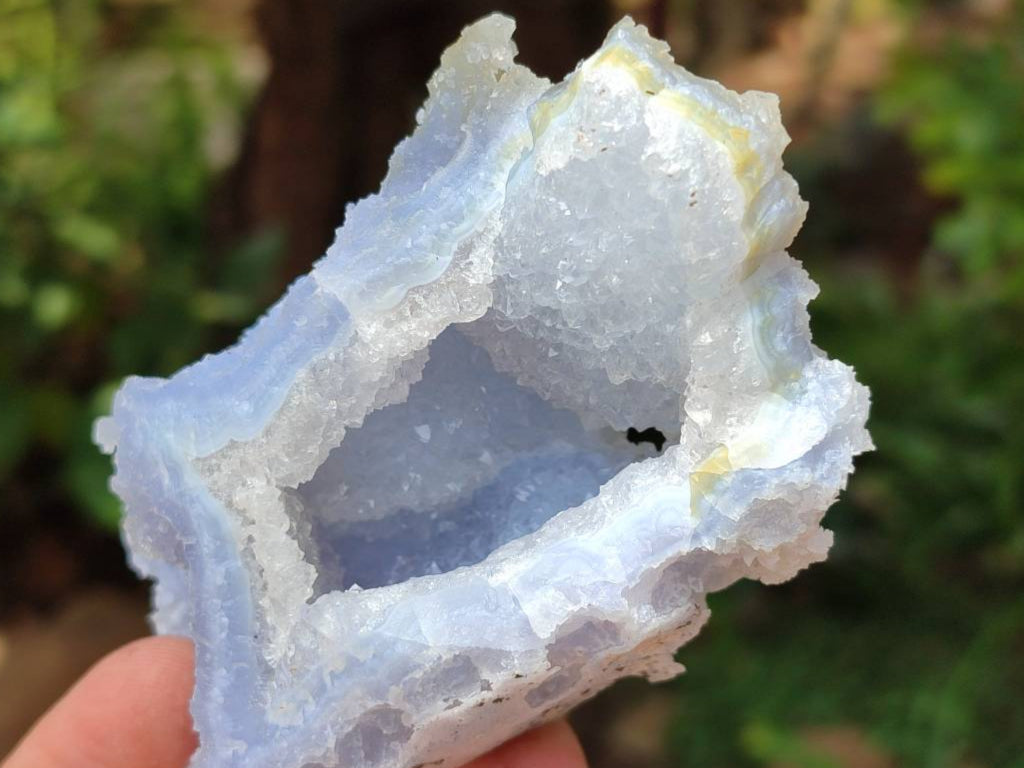 Natural Etched Blue Chalcedony Geodes x 6 From Nsanje, Malawi