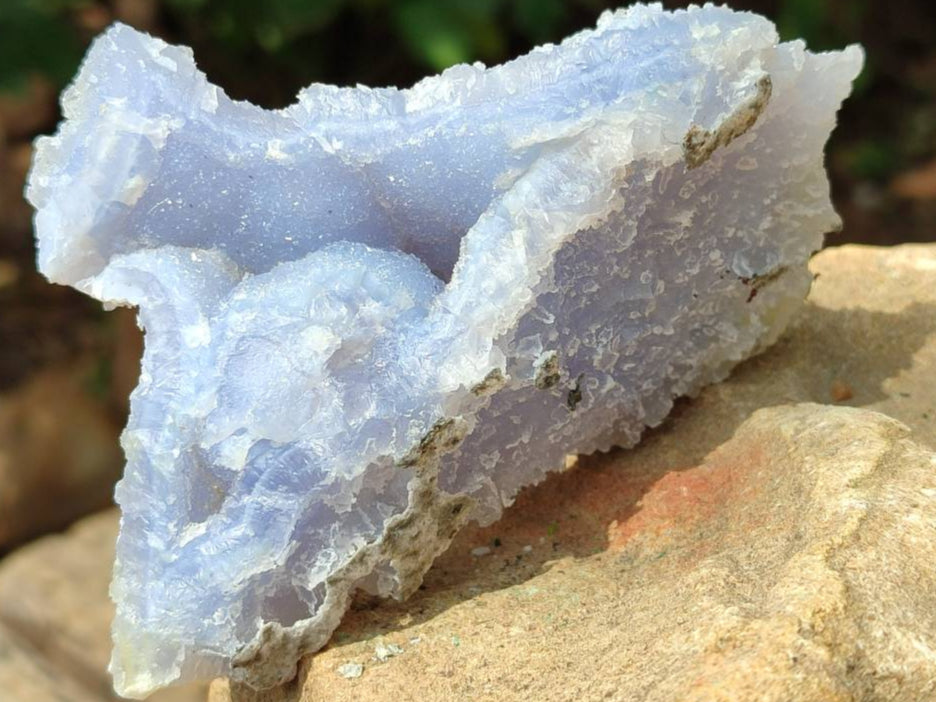 Natural Etched Blue Chalcedony Geodes x 6 From Nsanje, Malawi