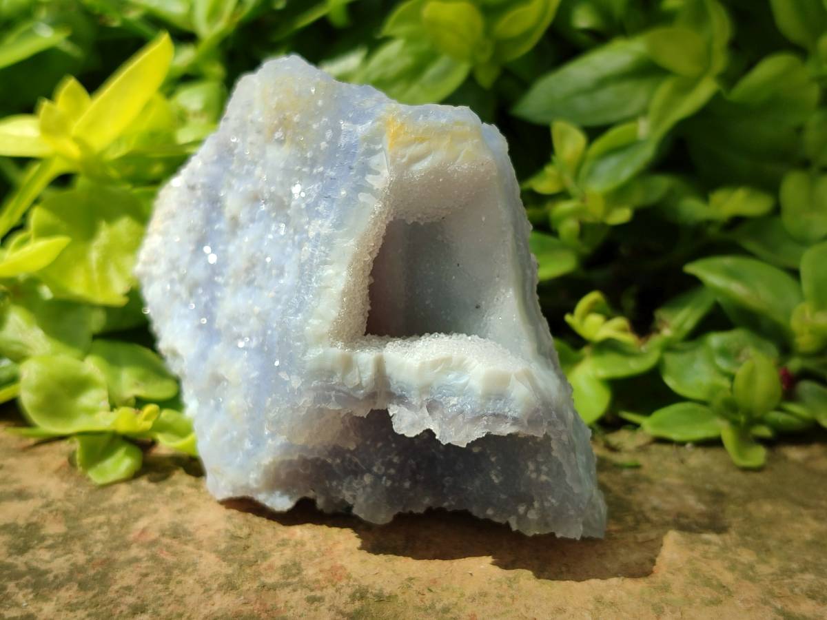 Natural Etched Blue Chalcedony Geodes x 6 From Nsanje, Malawi