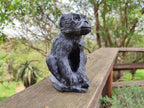 Hand Made Black Soapstone Baboon Carving x 1 From Zimbabwe