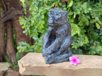 Hand Made Black Soapstone Baboon Carving x 1 From Zimbabwe