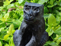 Hand Made Black Soapstone Baboon Carving x 1 From Zimbabwe