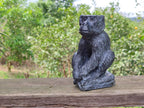 Hand Made Black Soapstone Baboon Carving x 1 From Zimbabwe