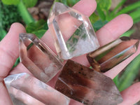 Polished Smokey Window Quartz Crystals x 12 From Madagascar