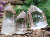 Polished Smokey Window Quartz Crystals x 12 From Madagascar